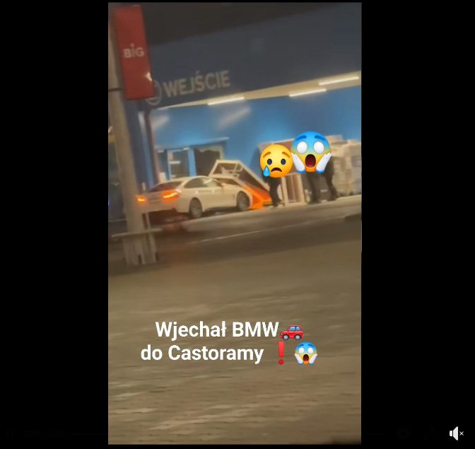 20-latek w BMW stracił panowanie nad pojazdem i... uderzył w drzwi Castoramy [WIDEO]