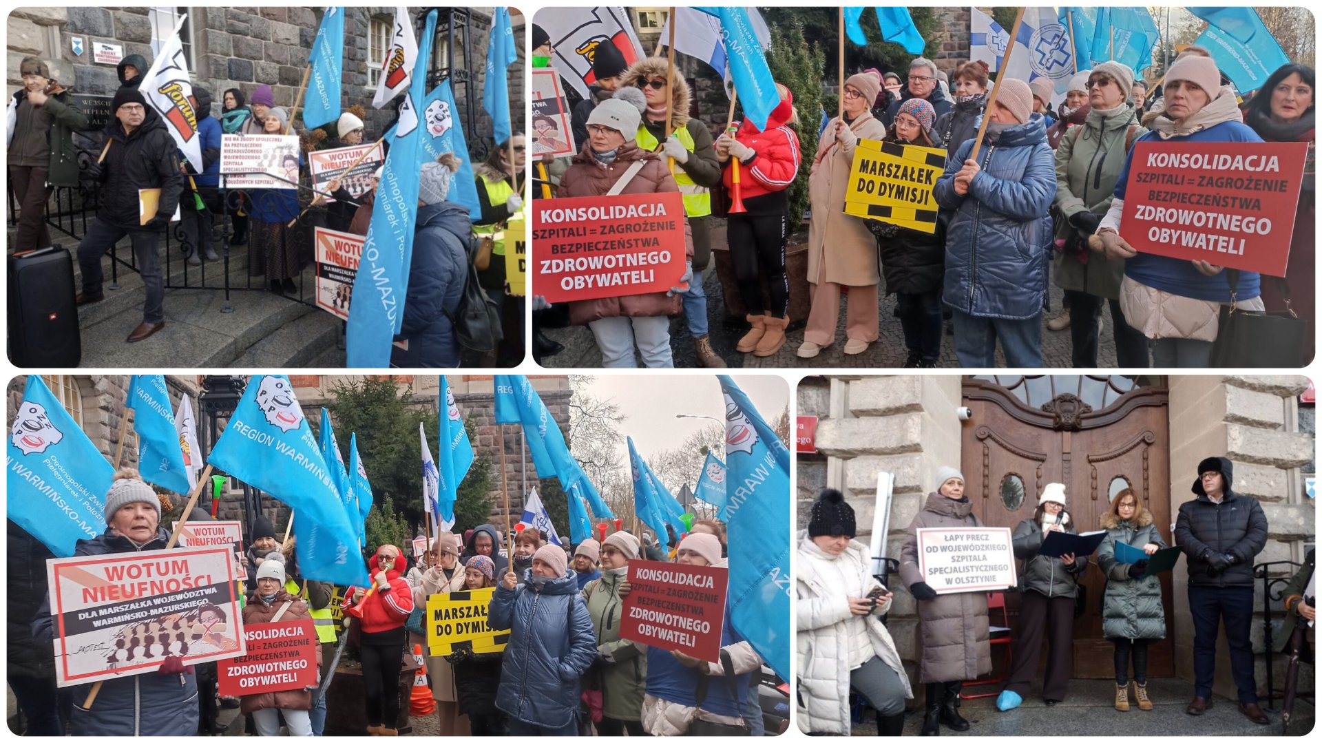 "Łapy precz od Wojewódzkiego Szpitala Specjalistycznego w Olsztynie". Pikieta przed urzędem marszałkowskim