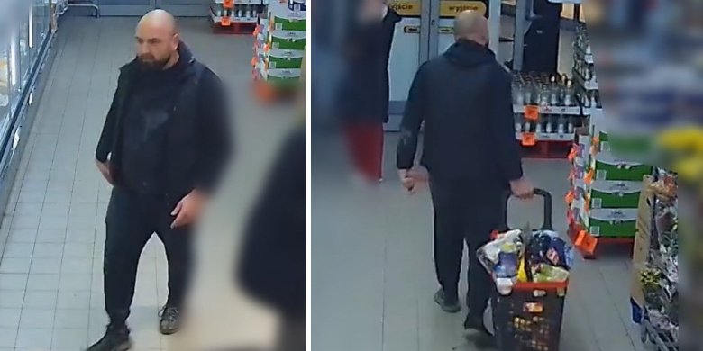 Olsztyn. Łysy, jak z produkcji Brazzers, wyniósł pełen koszyk z Biedronki. Policja prosi o pomoc [WIDEO]