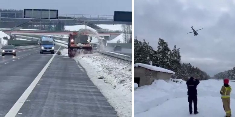 Black Hawk w akcji na Warmii i Mazurach. Nadzwyczajne działania na linii kolejowej Działdowo–Olsztyn i S7 [WIDEO]