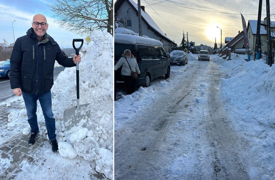 Zima zasypała osiedle w Olsztynie. Pan Maciej wziął sprawy w swoje ręce [WIDEO]