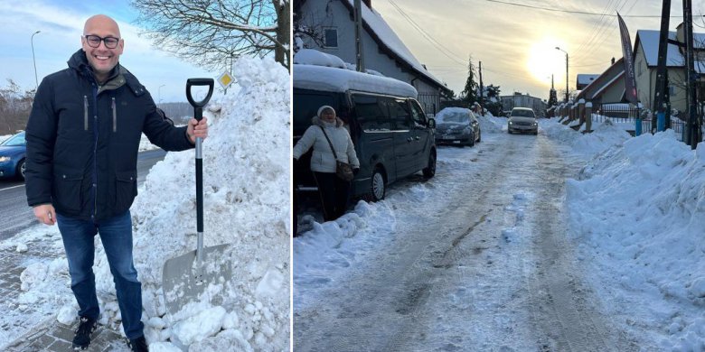 Zima zasypała osiedle w Olsztynie. Pan Maciej wziął sprawy w swoje ręce [WIDEO]
