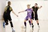 Kadr z poniedziałkowego spotkania Stomilu z Tęczą Biskupiec w ramach 8. kolejki I ligi futsalu