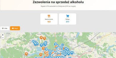 Artykuł: Otwarte dane w Olsztyn.com.pl. Rejestr zezwoleń na sprzedaż alkoholu w Olsztynie