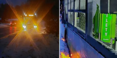 Gmina Jonkowo. Kierujący autobusem miejskim 30-latek zderzył się z busem [ZDJĘCIA]