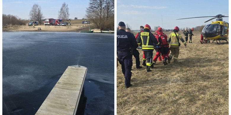 Wychłodzony 48-latek leżał na Jeziorze Linowskim. Miał 22 stopnie. W akcji śmigłowiec LPR