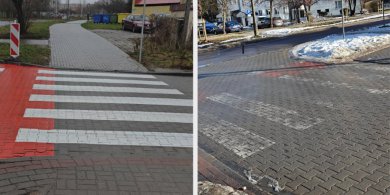 Artykuł: Jaroty. Fuszerka, czy słabe materiały? Jedno z przejść dla pieszych nie przetrwało zimy