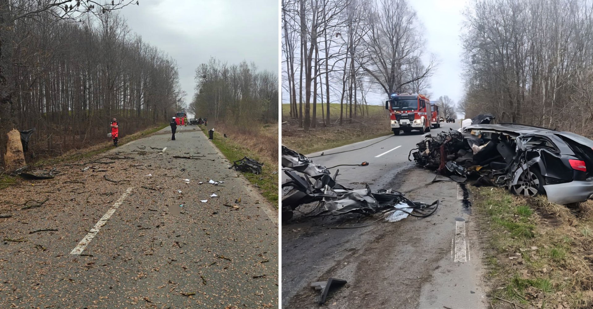 Koszmarny wypadek pod Elblągiem. Nie żyje 49-latek. Z auta kilka zostało [ZDJĘCIA]