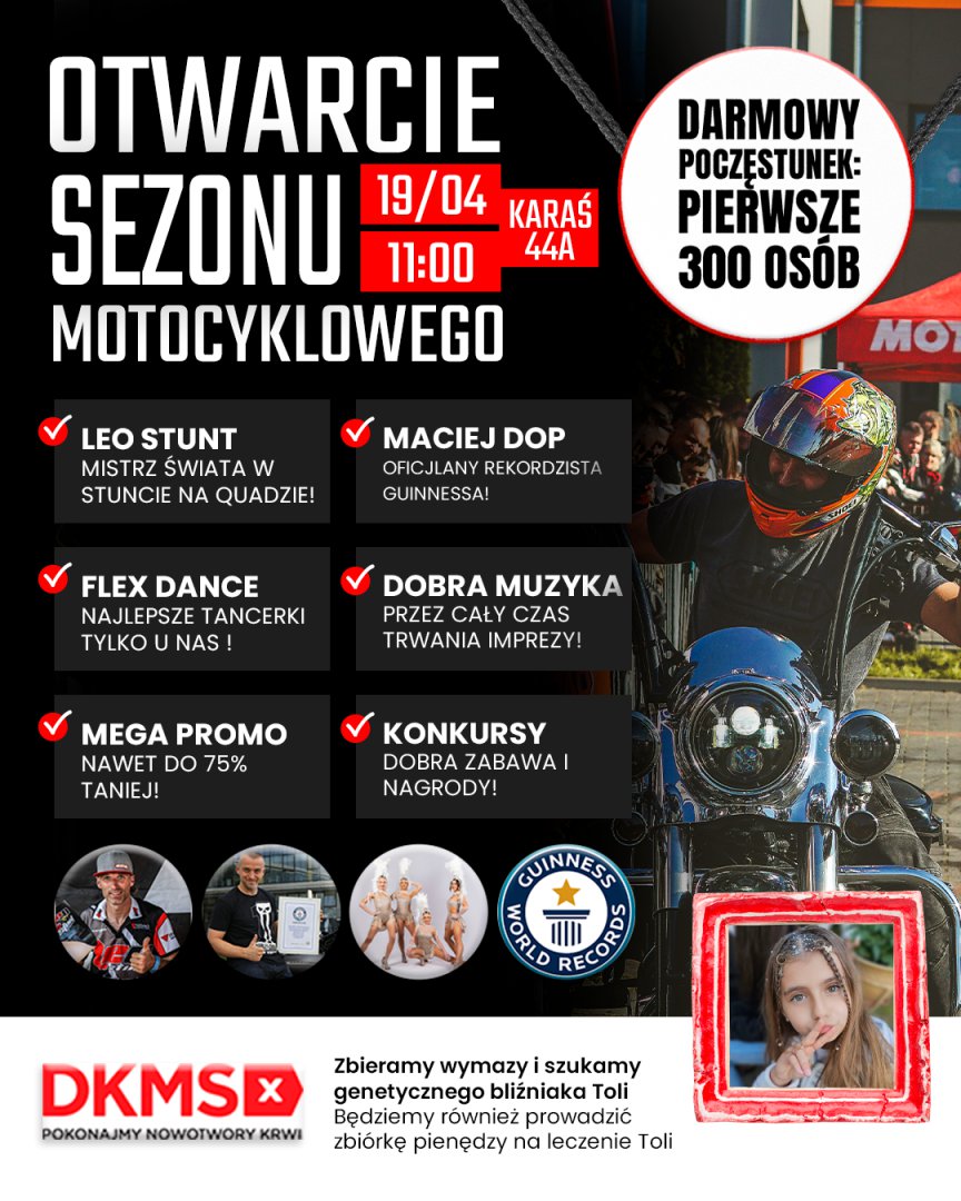 Otwarcie Sezonu Motocyklowego 2026 z misją ratowania życia. Pomóżmy 12-letniej Toli!