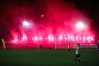 Racowisko na otwarciu nowego stadionu w Mrągowie wykonane przez kibiców Stomilu