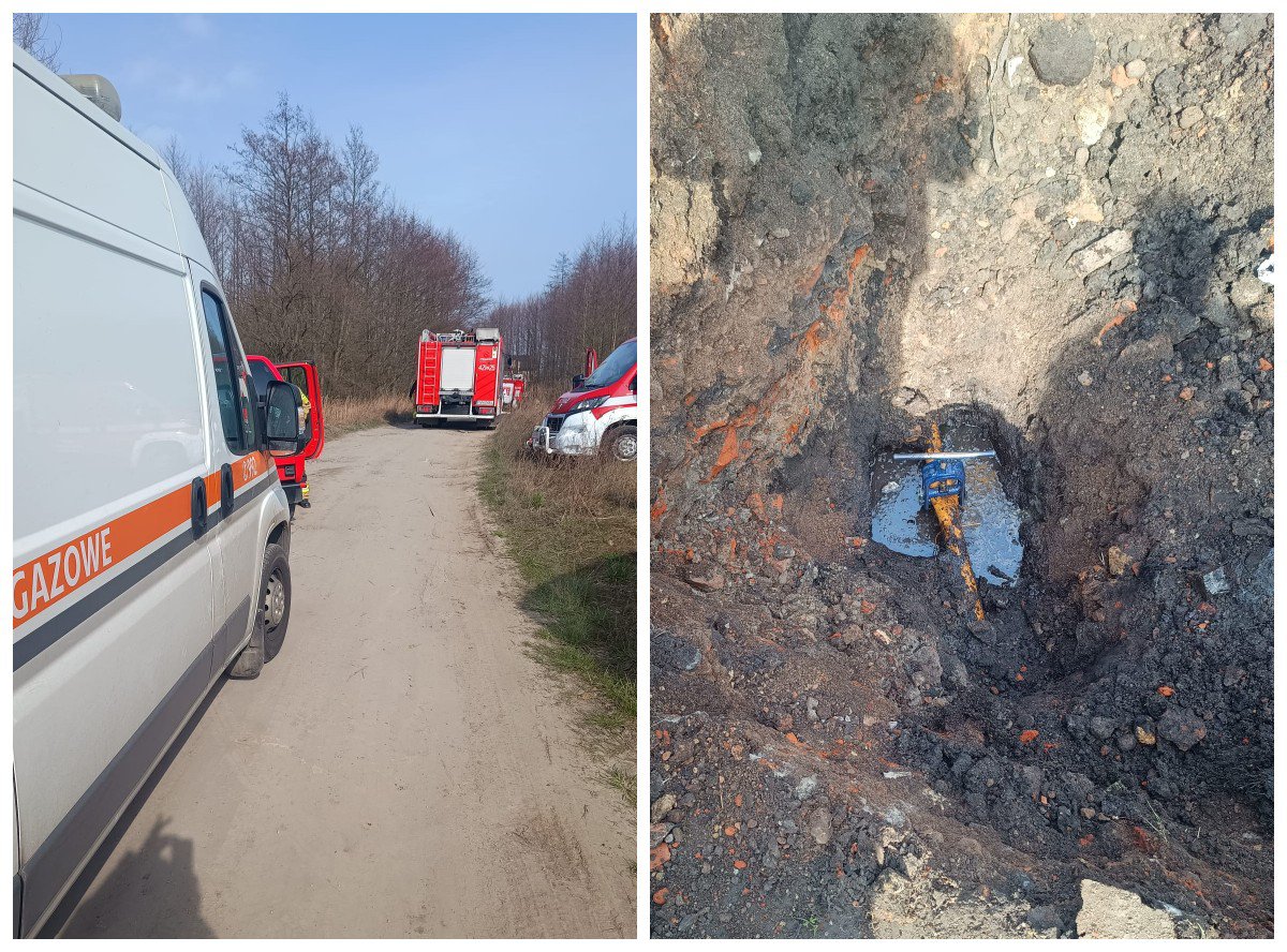 Uszkodzenie gazociągu pod Dobrym Miastem. Jedna osoba poszkodowana