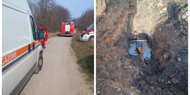 Uszkodzenie gazociągu pod Dobrym Miastem. Jedna osoba poszkodowana