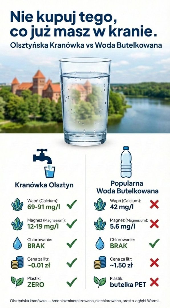 Woda z kranu lepsza od butelkowanej? Przewodniczący rady miasta zachęca do picia olsztyńskiej kranówki