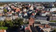 Widok z lotu ptaka na Olsztyn - od strony Starego Miasta, zdjęcie ilustracyjne
