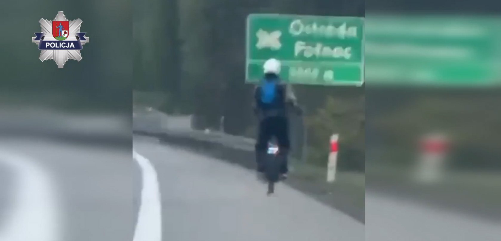 Ostróda. Bezmyślny użytkownik monocykla elektrycznego. Jechał po S7, do tego pod wpływem alkoholu... [WIDEO]