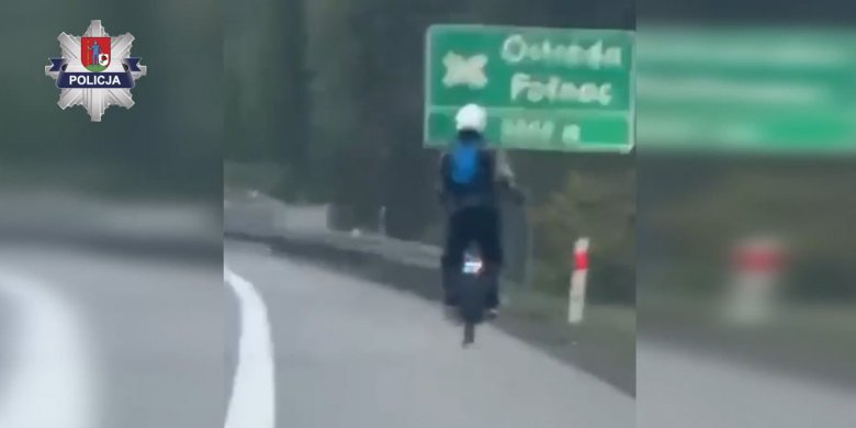 Ostróda. Bezmyślny użytkownik monocykla elektrycznego. Jechał po S7, do tego  pod wpływem alkoholu... [WIDEO]