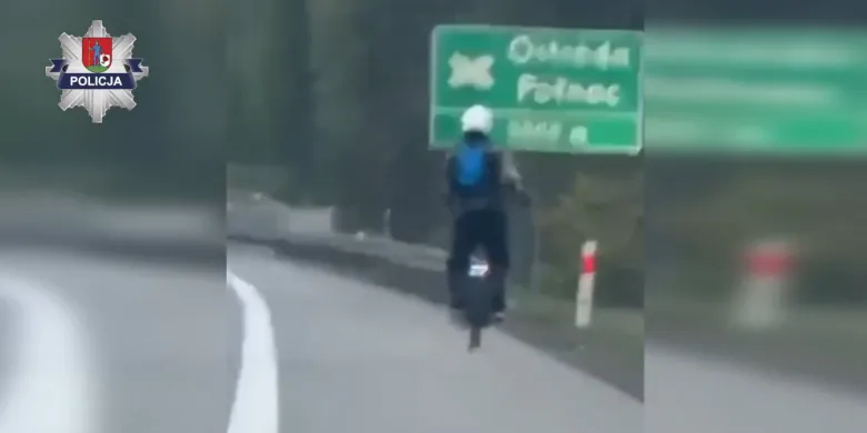 Ostróda. Bezmyślny użytkownik monocykla elektrycznego. Jechał po S7, do tego  pod wpływem alkoholu... [WIDEO]
