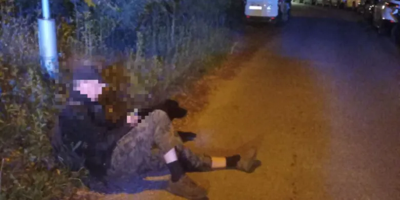 Niecodzienna interwencja strażników miejskich na Podgrodziu. Wierny pies strzegł mężczyzny leżącego tuż przy jezdni