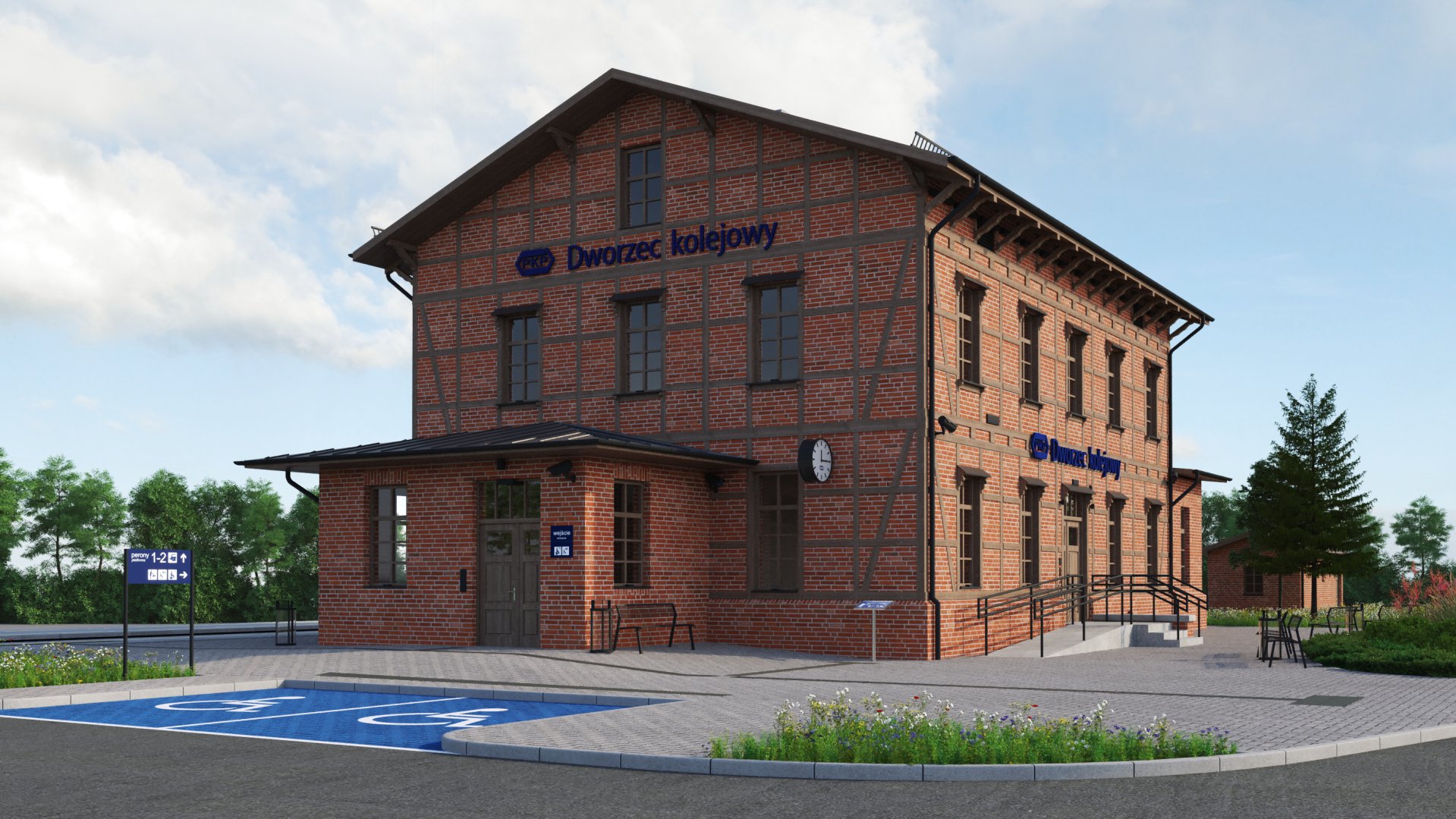 Będzie poczekalnia, biblioteka i sala ślubów. Przebudowa dworca w Gronowie Elbląskim coraz bliżej [WIZUALIZACJE]