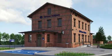 Będzie poczekalnia, biblioteka i sala ślubów. Przebudowa dworca w Gronowie Elbląskim coraz bliżej [WIZUALIZACJE]
