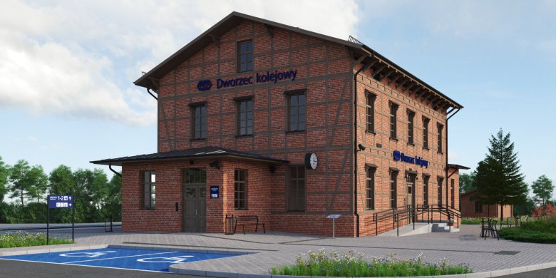 Będzie poczekalnia, biblioteka i sala ślubów. Przebudowa dworca w Gronowie Elbląskim coraz bliżej [WIZUALIZACJE]