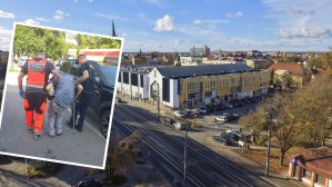 Niepokojące sceny przy centrum handlowym Manhattan w Olsztynie. Mężczyzna zasłabł przy samochodzie