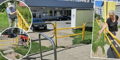 Artykuł: Przez lata klienci przechodzili tu "na dziko". Między Biedronką a Społem przy ul. Jagiellońskiej powstaną schody i chodnik [ZDJĘCIA]