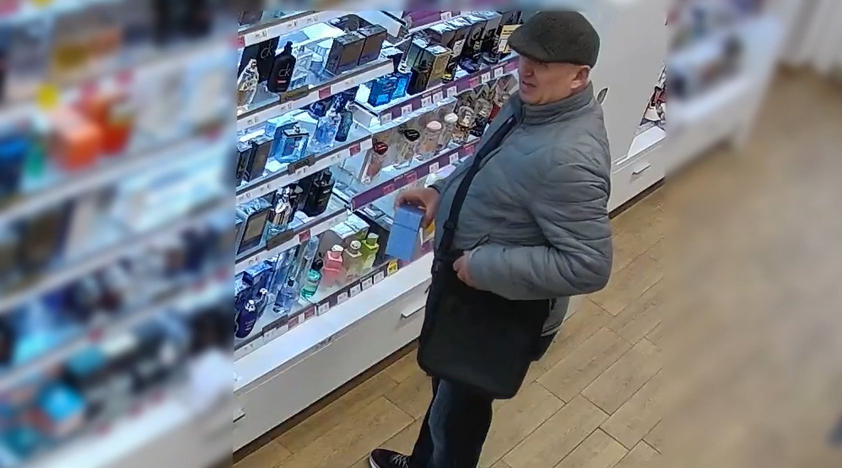Mężczyzna w sile wieku dwa razy okradł drogerię Hebe na ul. Sielskiej w Olsztynie. Teraz szuka go policja [WIDEO]