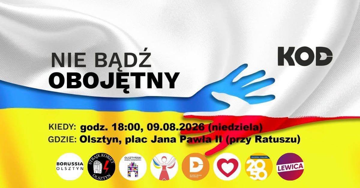 „Nie bądź obojętny”. Olsztyn zamanifestuje w geście solidarności z obywatelami Ukrainy