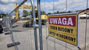 Prace budowlane prowadzone przy ul. Grunwaldzkiej w Olsztynie