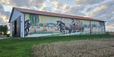 Artykuł: Gmina Pieniężno. Rolnik nie chciał nudnego budynku gospodarczego. Zamiast tego powstało prawdziwe dzieło [ZDJĘCIA]