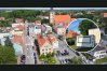 Barczewo z lotu ptaka oraz budka z lodami przy poczcie