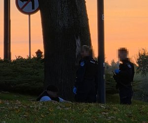 Kadr z interwencji policji przy Galerii Warmińskiej