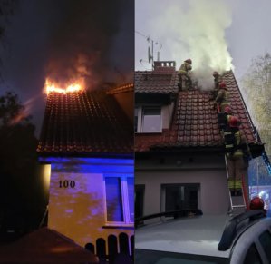 Poranny pożar w Olsztynie. Palił się dach budynku mieszkalnego przy ul. Rataja