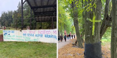 Artykuł: „Się odmaluje, proszę księdza”. Takie napisy zostawili wandale w Gietrzwałdzie