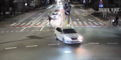 Artykuł: Olsztyn. Po trzech głębszych wyjechał hulajnogą na miasto. Wpadł na Partyzantów [WIDEO]