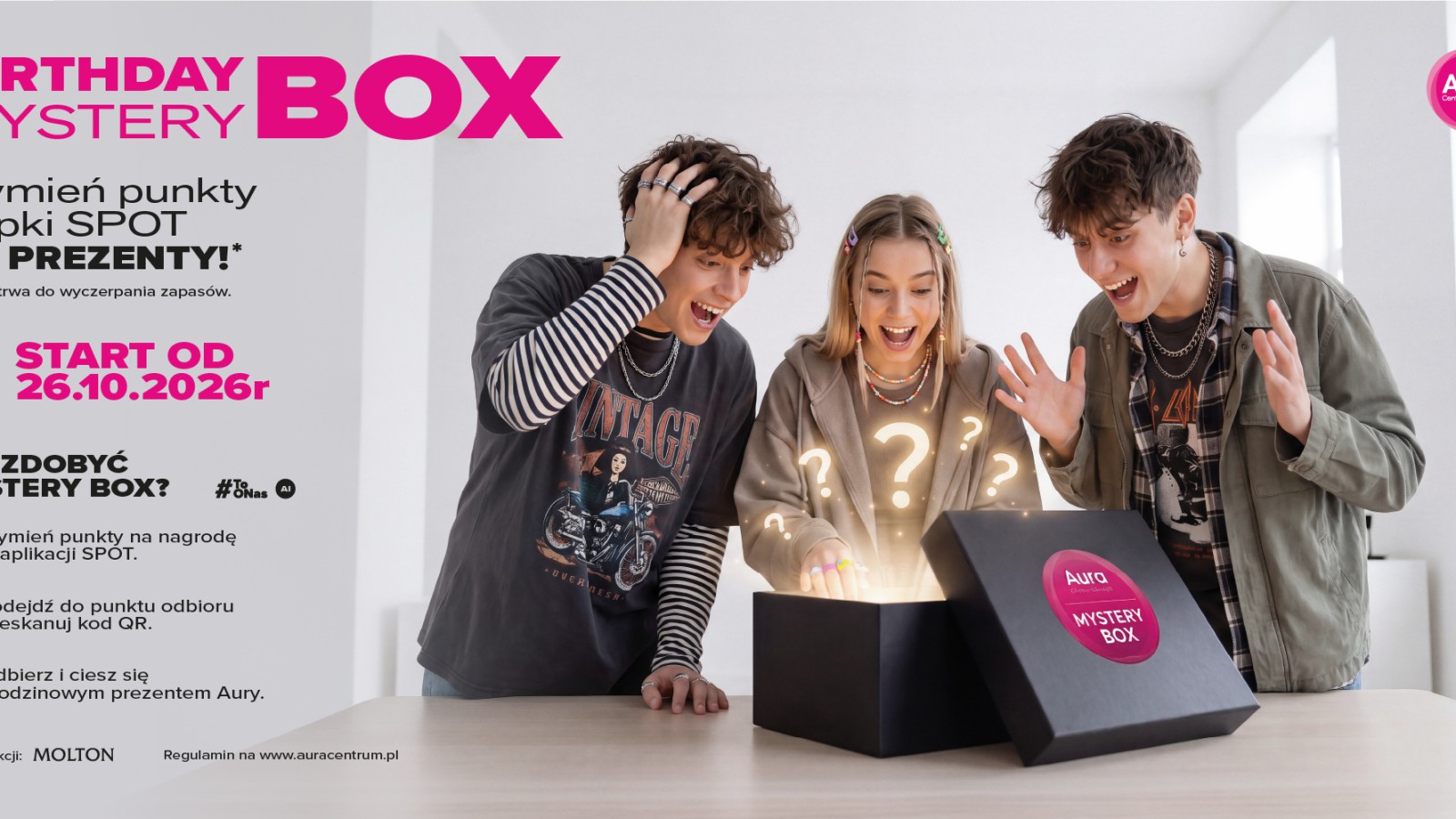 Urodzinowe Mystery Boxy w Aurze Centrum Olsztyna! Odkryj tajemnicze pudełko z nagrodą i świętuj z aplikacją SPOT