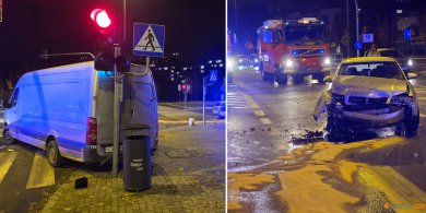 Artykuł: Olsztyn. Kolizja przy szpitalu miejskim. Zawinił 22-latek w "dostawczaku" [ZDJĘCIA]
