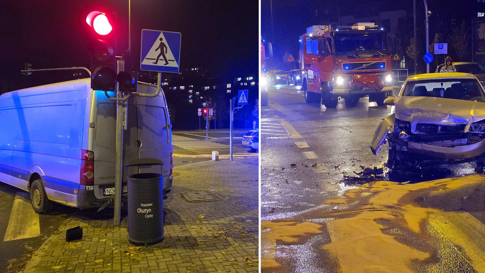 Olsztyn. Kolizja przy szpitalu miejskim. Zawinił 22-latek w "dostawczaku" [ZDJĘCIA]