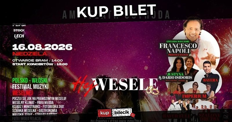 Hej Wesele 2026 - Polsko-Włoski Festiwal Muzyki Weselnej! - Ostróda