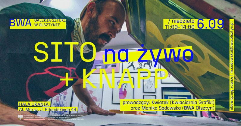 Sito na żywo + Knapp | Spacer miejski z akcją sitodrukową - Olsztyn